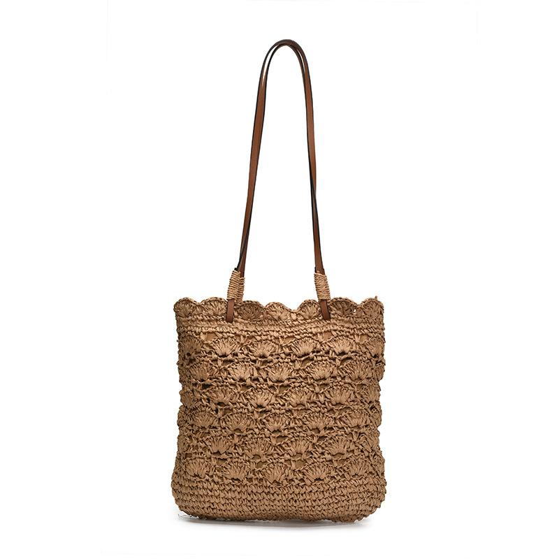 Straw bag handwoven bag rattan bamboo bag vacation beach bucket bag women's shoulder bag