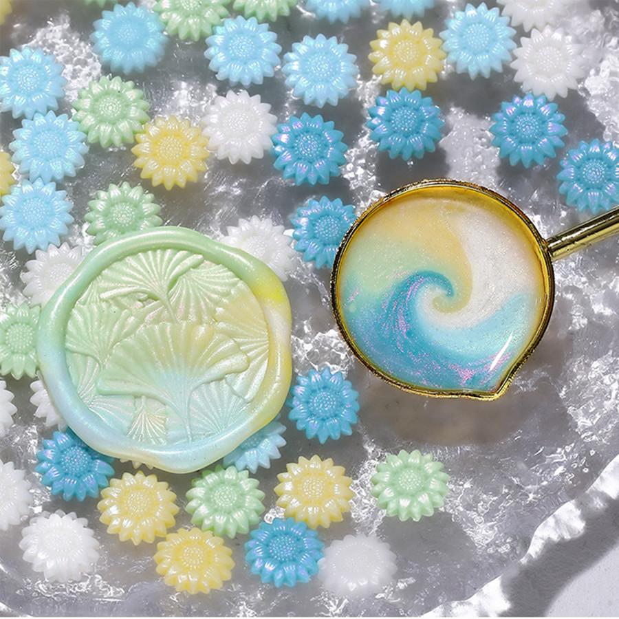 100 Stück/Beutel Aurora Sonnenblume Gemischte Farbe Siegelwachsperlen, für Hochzeitseinladungen, Briefumschläge, Wein-Geschenkverpackungen