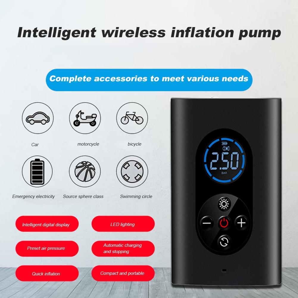 150PSI Taşınabilir Akıllı Hava Kompresörü LED Işıklı 4000mAh Kablosuz Şişirme Pompası Dijital Kablosuz Hava Pompası Araba Bisiklet Topları için