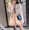 Women's Loose Houndstooth Knit Cardigan - Korean Style, Autumn 2026