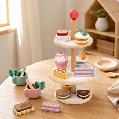 Toy Colorful Afternoon Tea Pretend Play Set Smooth Edges for Children, Toddlers