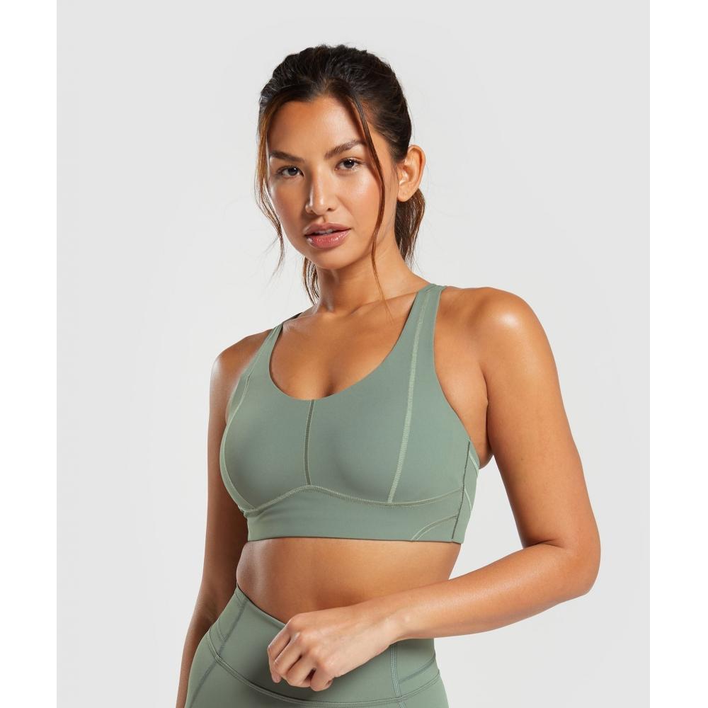

GYMSHARK Stitch Feature Sports Bra Unit Green B6A6J ECJF XS