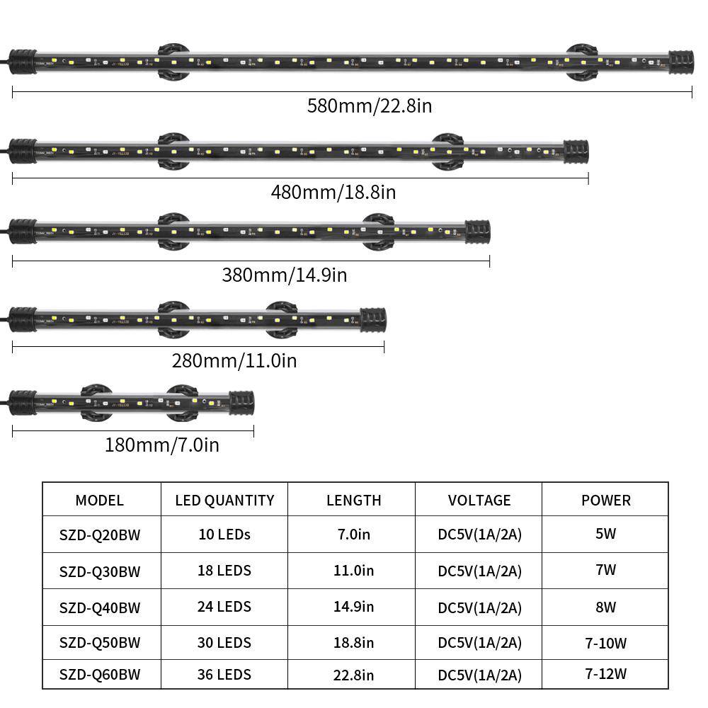 18-58CM USB Aquarium Light LED Plant Grow Lamp Aquariums Decor Lighting Waterproof Fish Tank Light