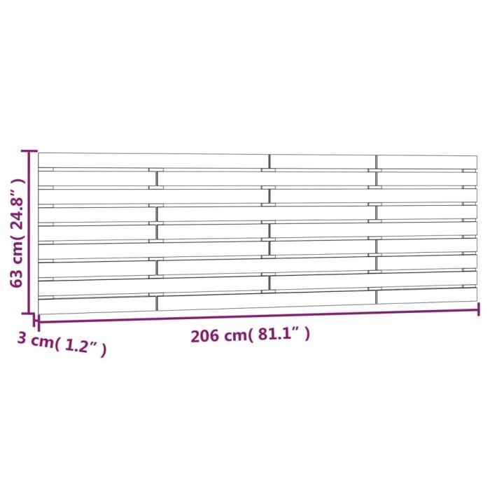 824721 vidaXL Wall-mounted Headboard Honey Brown 206x3x63 Cm Solid Pine Wood