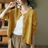 New Spring and Autumn Fashion Simple Round Neck Art Retro Knitted Cardigan Sweater Temperament Commuter Outwear Women's Top