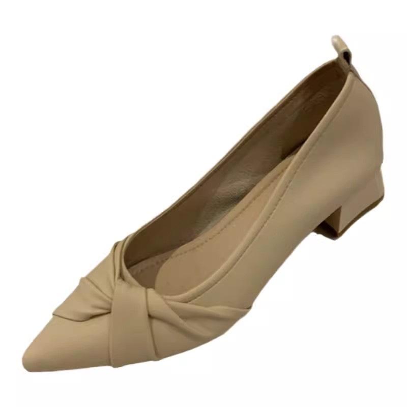 Fashion Single shoe women's shoes versatile shallow mouth thick heel 2025 Spring and Autumn new style with skirt temperament scoop shoes