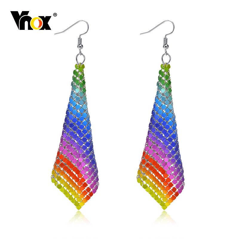 

Vnox Chic Rainbow Colour Lgbtq Pride Earrings for Women Jewelry, Fashion Metal Villing Earring Gifts