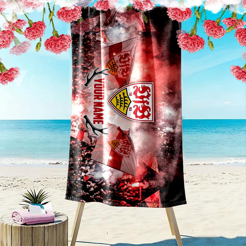 VfB Stuttgart Print Beach Towel, Large Soft Quick Dry Towel for Beach Camping Swimming
