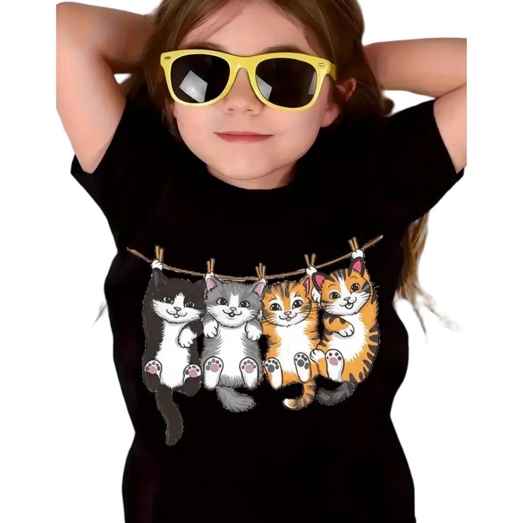 

T-Shirt for Girls Cartoon Tops Short Sleeve Top Girls Clothes Boys Tshirt Tees Fashion Kawaii Children T-Shirt 140