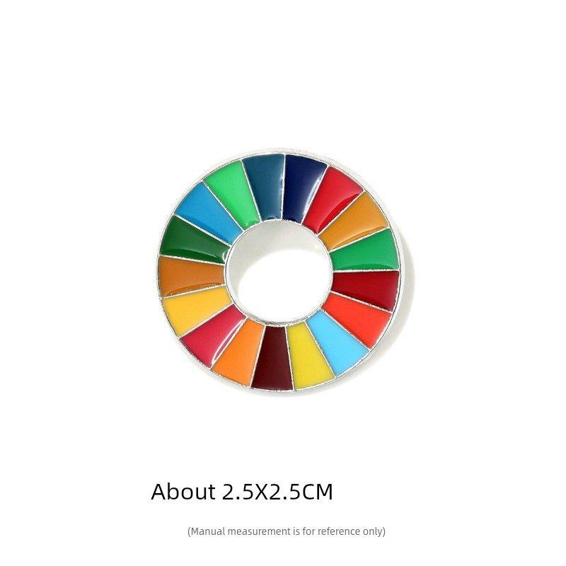 

Брошь-медаль ООН за устойчивое развитие, металлическая булавка, аксессуары, красочное масляное ожерелье, эмалевый значок, памятный значок