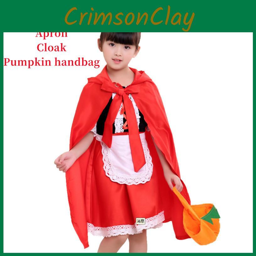 Czerwony Kapturek Sukienka Księżniczki Kostium Halloweenowy z Bajki Dla Dzieci