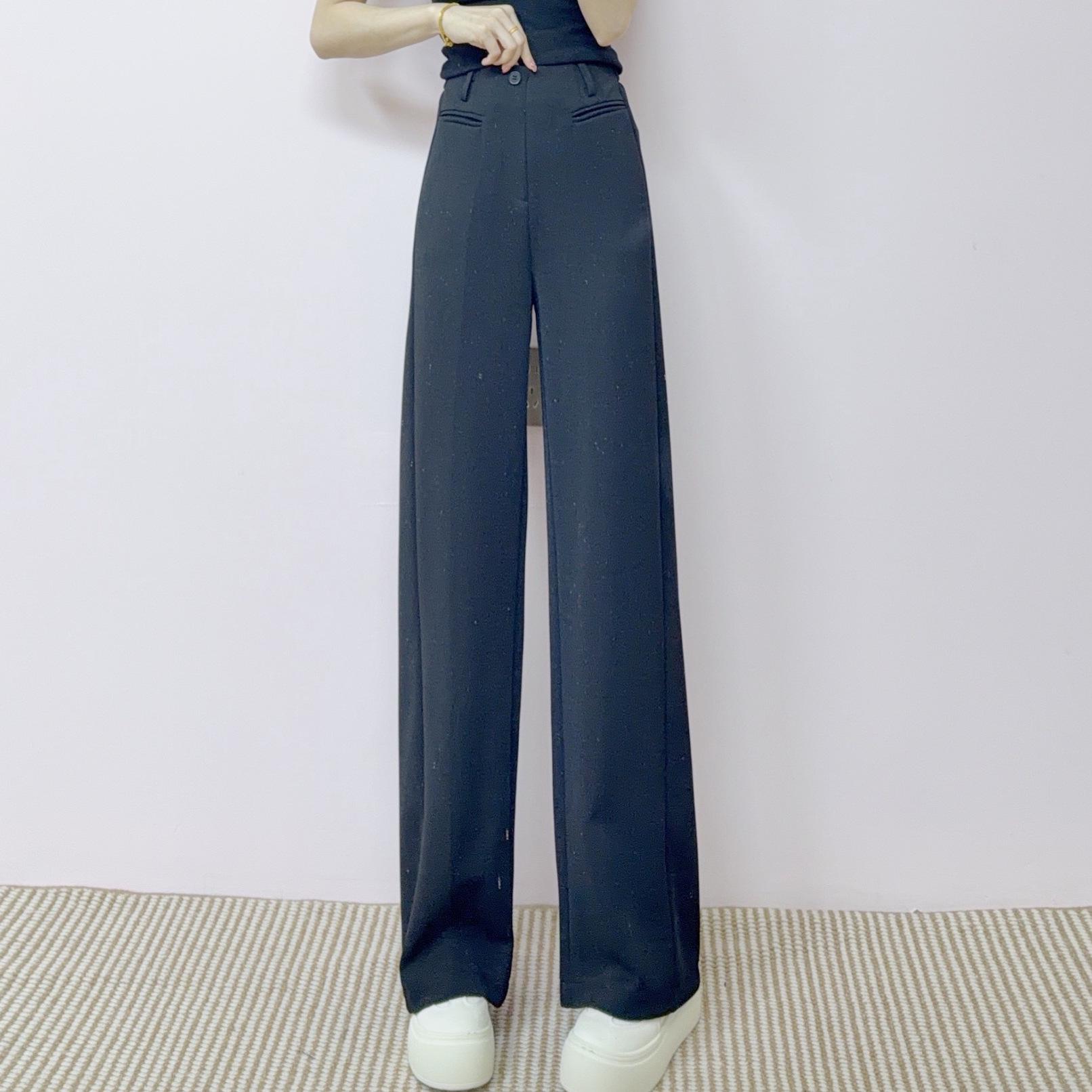 

2026 Elegant High-Waisted Gold-Speckled Slimming Straight-Leg Pants for Spring/Autumn 30 (60-65 kg) чёрный
