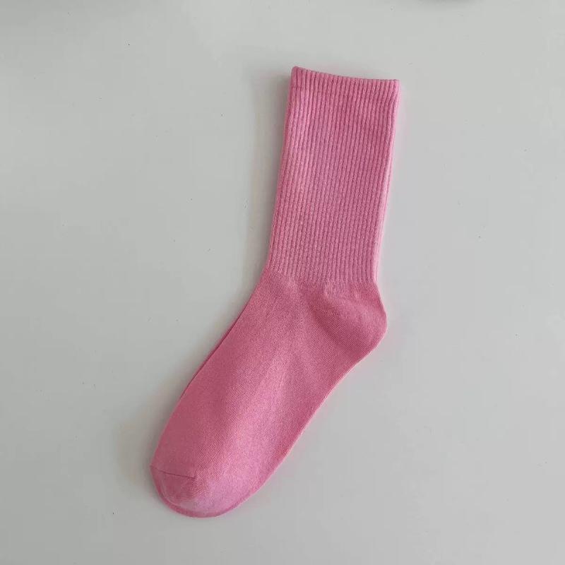 

Розовые носки, Женские хлопковые носки, Модные спортивные носки, Белые махровые носки, Носки до середины икры, Весенне-осенние носки с высокой посадкой 1 pair розовый