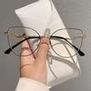 Trendy Retro Metal Cat Eye Frame Fashion Korean Style Women's Glasses Blue Light Blocking Ins Brand Design Chic Eyewear