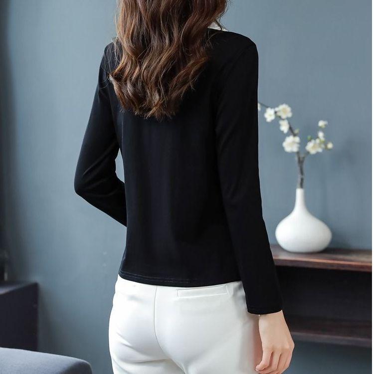 Korean Style Polo Collar Long Sleeve T Shirt Women Spring Autumn Fashion Mom Wear Casual Top