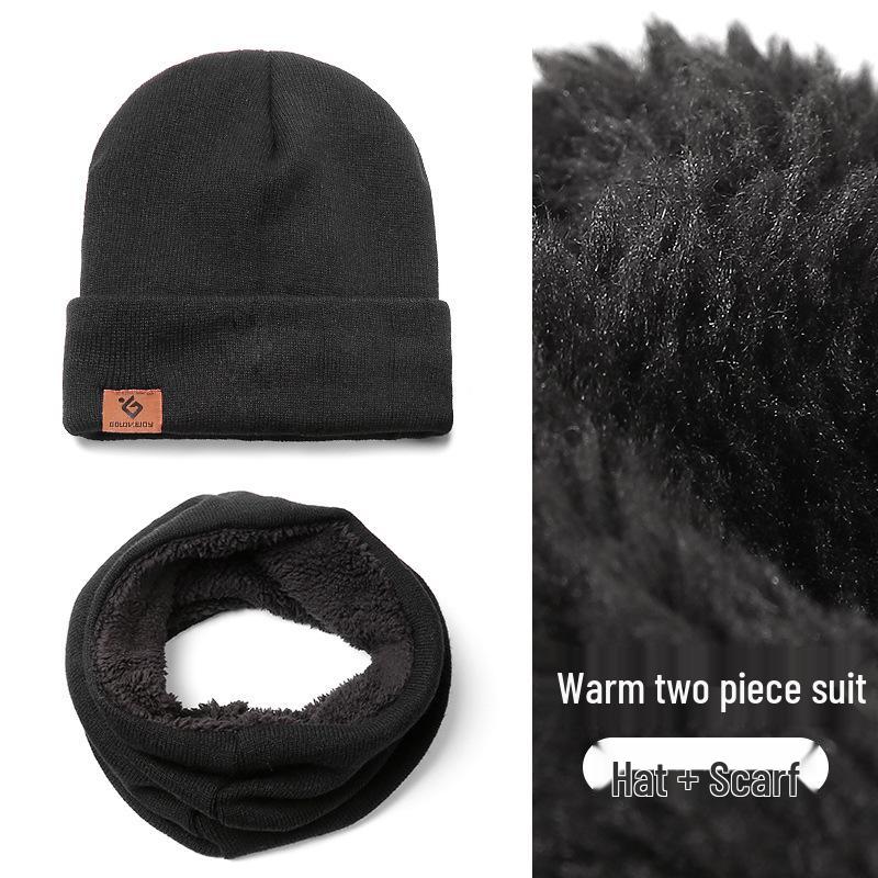 

Унисекс Ветрозащитный Зимний Набор Шапка и Шарф: Толстый вязаный шарф-манишка с плюшевой подкладкой, корейский стиль DTZ01