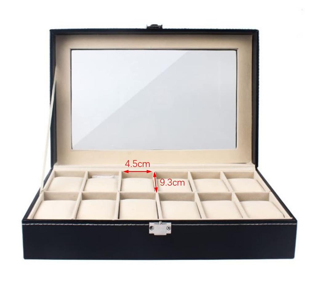 Ansimple Watch Storage Case/Box, Watch Collection Case/Accessory Storage, PU Material (Holds 12 Watches)