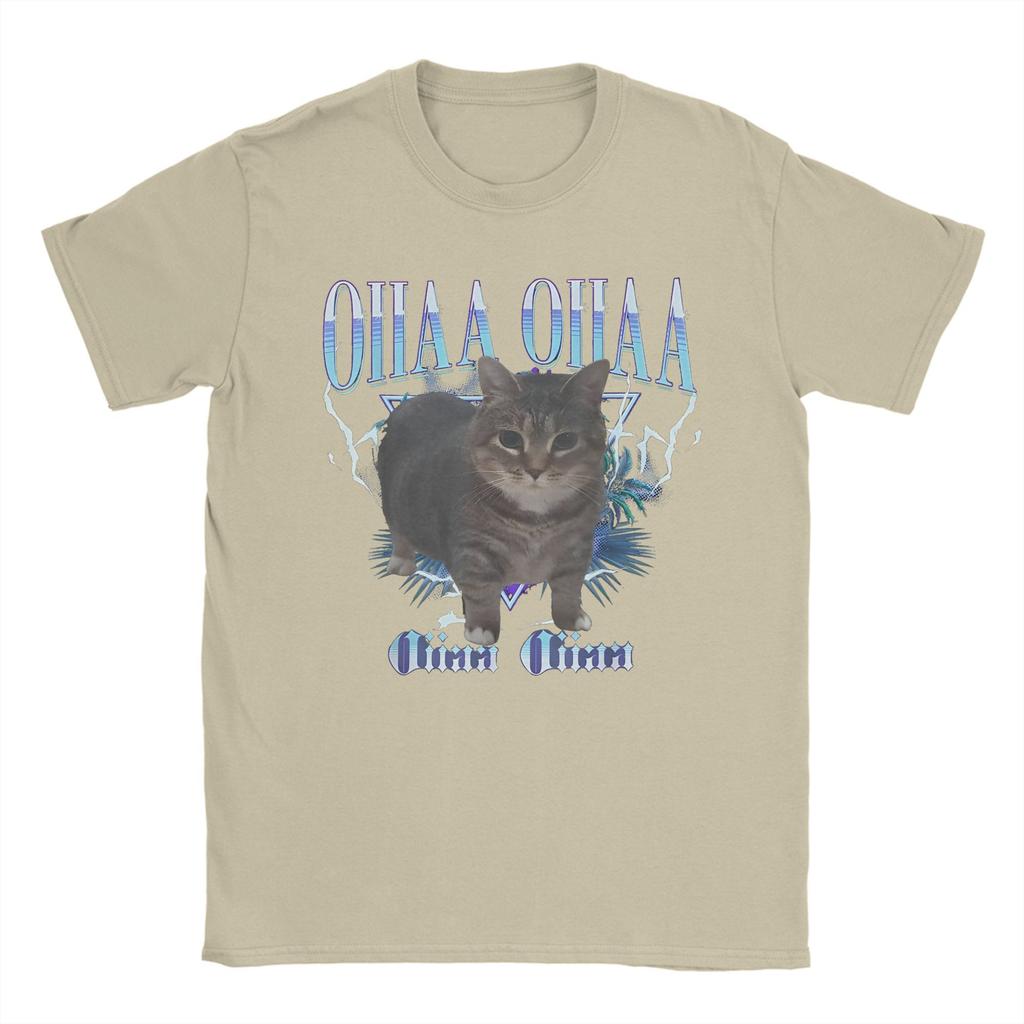 Men's OIIAA OIIAA Funny Spinning Cat Meme T Shirts Humor Brainrot Cotton Merch Awesome Short Sleeve Crew Neck Tees Gift T-Shirts