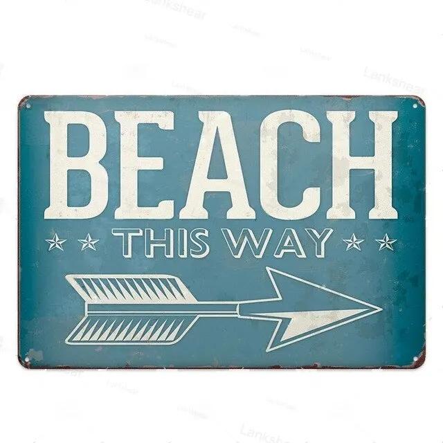 Vintage Surfing Beach Metal Sign  Waves Summer Wall Art Poster  Coastal Decor for Bar Porch Surfing Club  Retro Tin Sign for Hom
