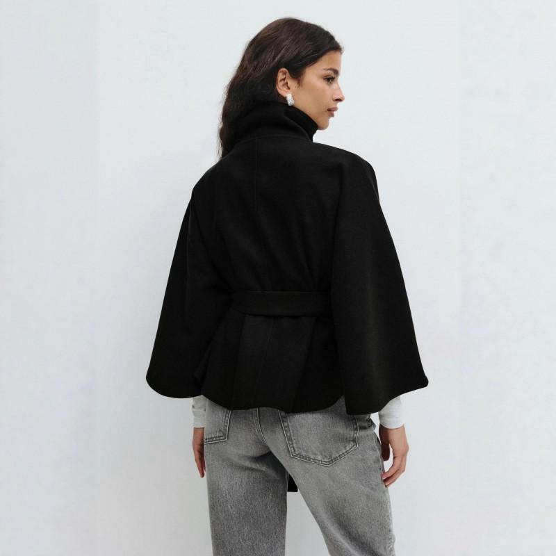 Womens Stand Collar Lace-up Jacket Loose Fit Casual Short Coat 2025