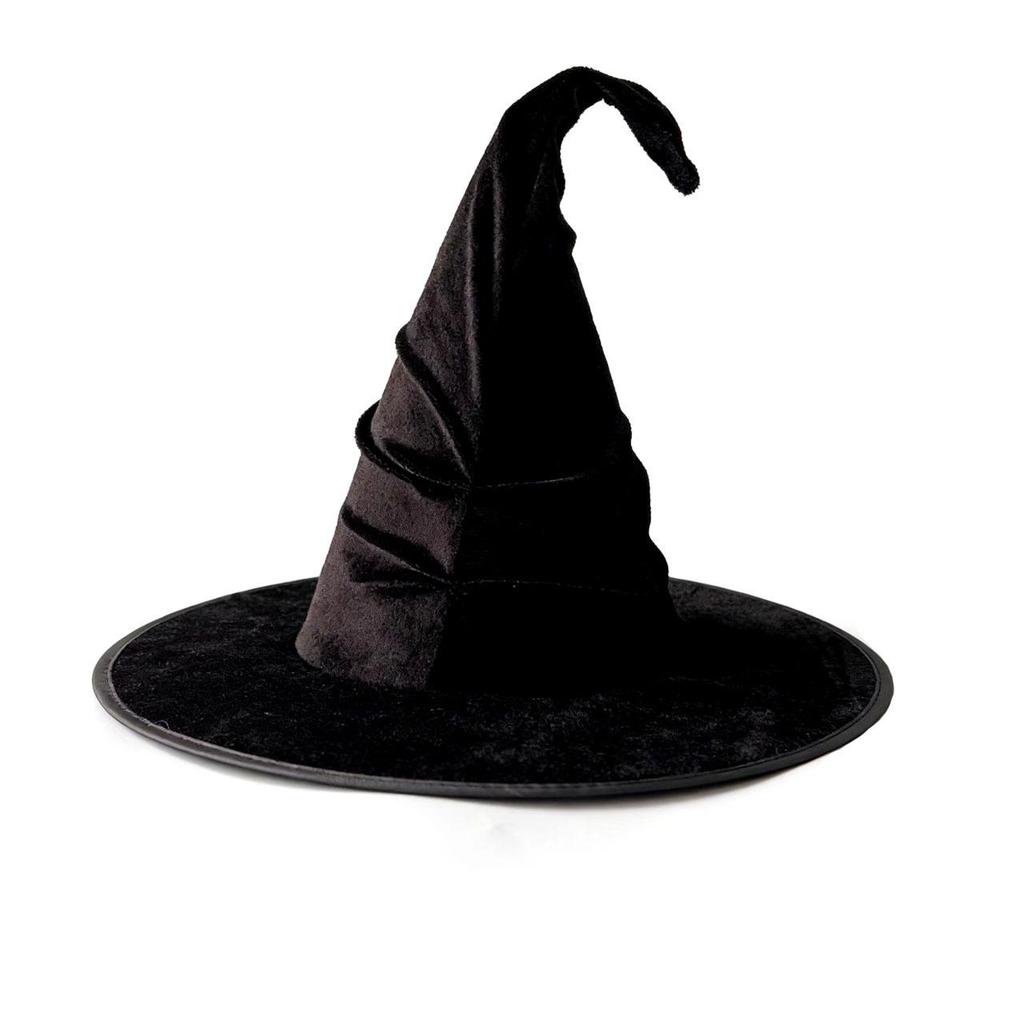 Ruffled Witch Hat with Black Spider Tassels for Halloween Masquerade
