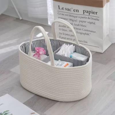 Large Capacity Baby Nappy Organiser Portable Cotton Rope Storage Basket Versatile Detachable Cosmetics Storage for Newborn