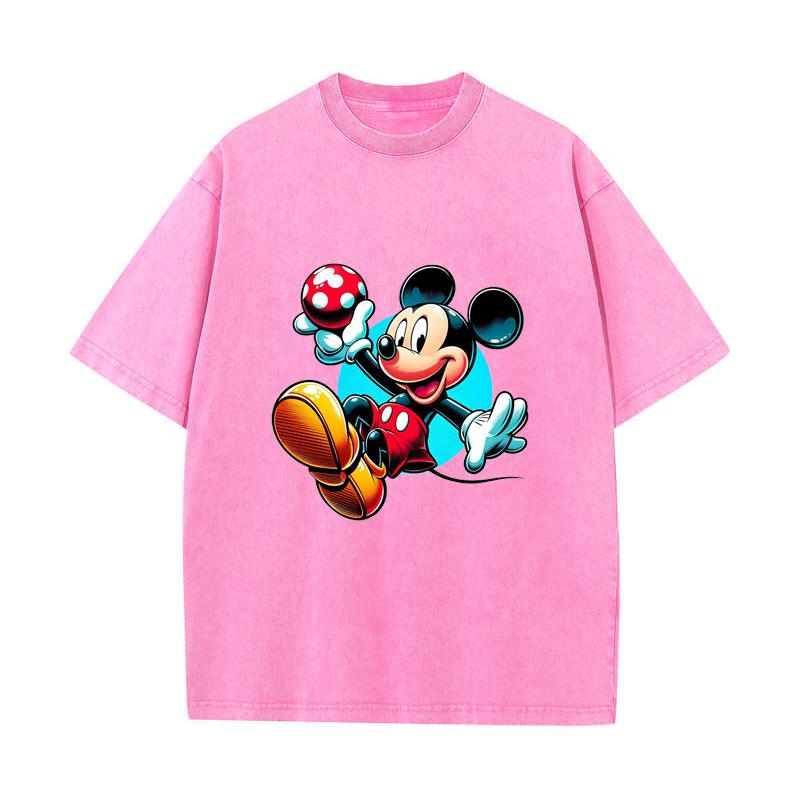 SX-13 MINISO 2026 Summer Vintage Wash Printed Pure Cotton Shoulder Style Men's and Women's Round Neck Short Sleeved Couple T-shirt