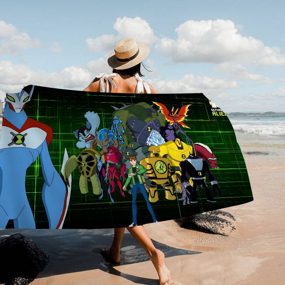 B-ben 10 Classic Microfiber Blanket Quick Drying Beach Towels Oversized Printing Super Absorbent Pool Towel Blanket
