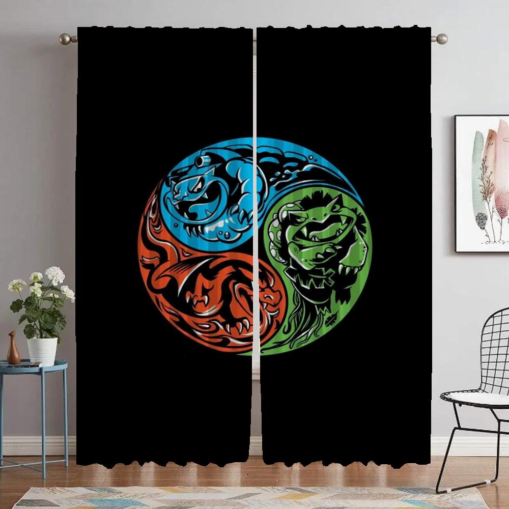 Elegant Room Curtains for Camera Pokemon Blackout Curtain for Room 2 Panel Home Interior Curtains Shades Halloween Decoration