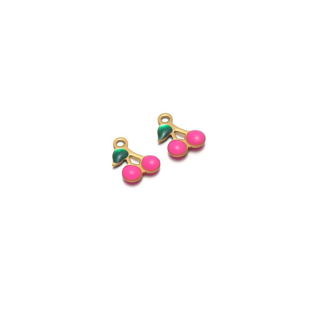 20Pcs Stainless Steel Small Enamel Cute Cherry Charms Jewelry for DIY Girls Necklace Women Pendant Bracelets Earrings Making