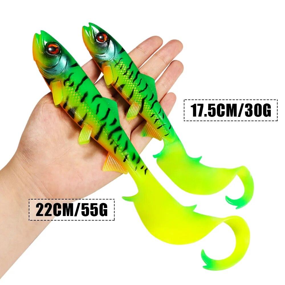 Spinpoler Firebomb Soft Swimbait 17.5cm 22cm Fishing Lure Long Wavy Tail Big Pike Bait Grub Seductive Swimming Action Rig Jig