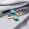 Asymmetrical Creative Pearl Natural Stone Earrings Fashionable Alloy Geometric Design
