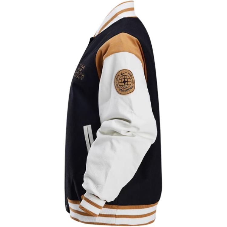 Nike Letter Color Block Casual Comfortable Sports Long Sleeve Baseball Jacket Women Jackets Black HQ4748-010