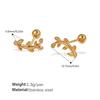 Fashion Sweet Wind Flower Coconut Tree Plant Stud Earrings Stainless Steel Gold Plated Diamond Piercing Earrings