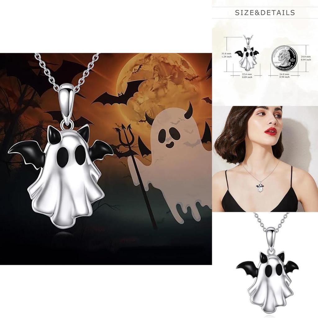 Halloween Ghost Pendant Necklace With Zinc Alloy Material For Festive Costume