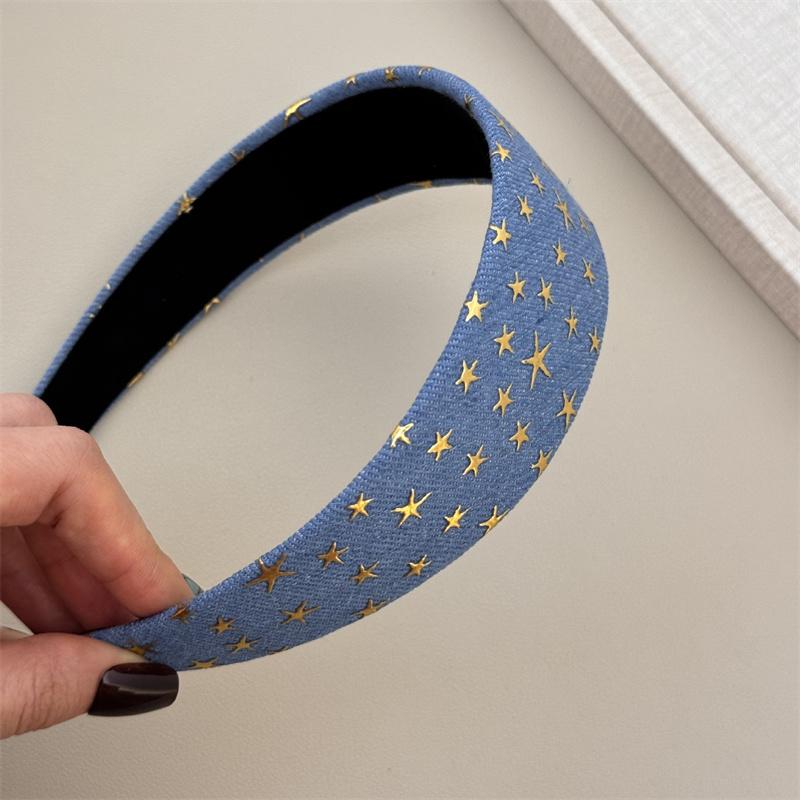 1/3 Stück Geknotetes Print Denim Stoff Stirnband für Frauen Mädchen Shopping Gesichtswäsche Haarreif Einfaches Denim Kopfschmuck