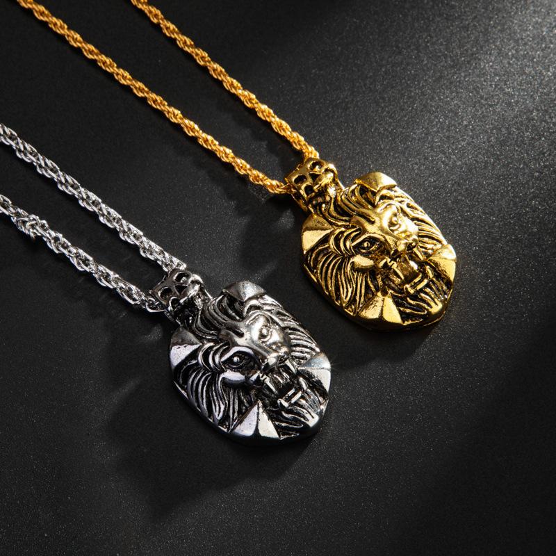 European and American Hot Selling Fashion Party Lion Head Pendant Mens Necklace Jewelry