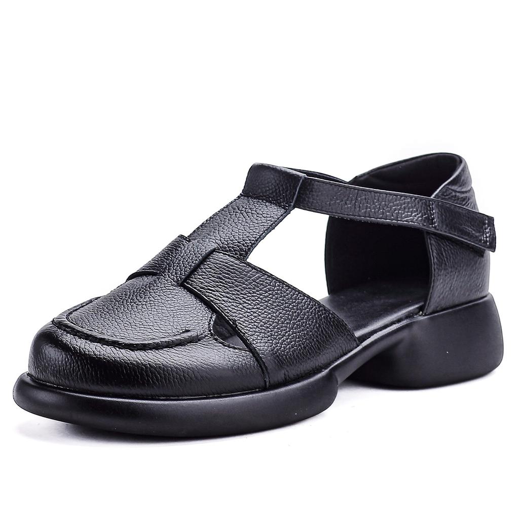 Summer new wide feet fat feet fat feet mother shoes comfortable platform retro Roman style leather sandals women