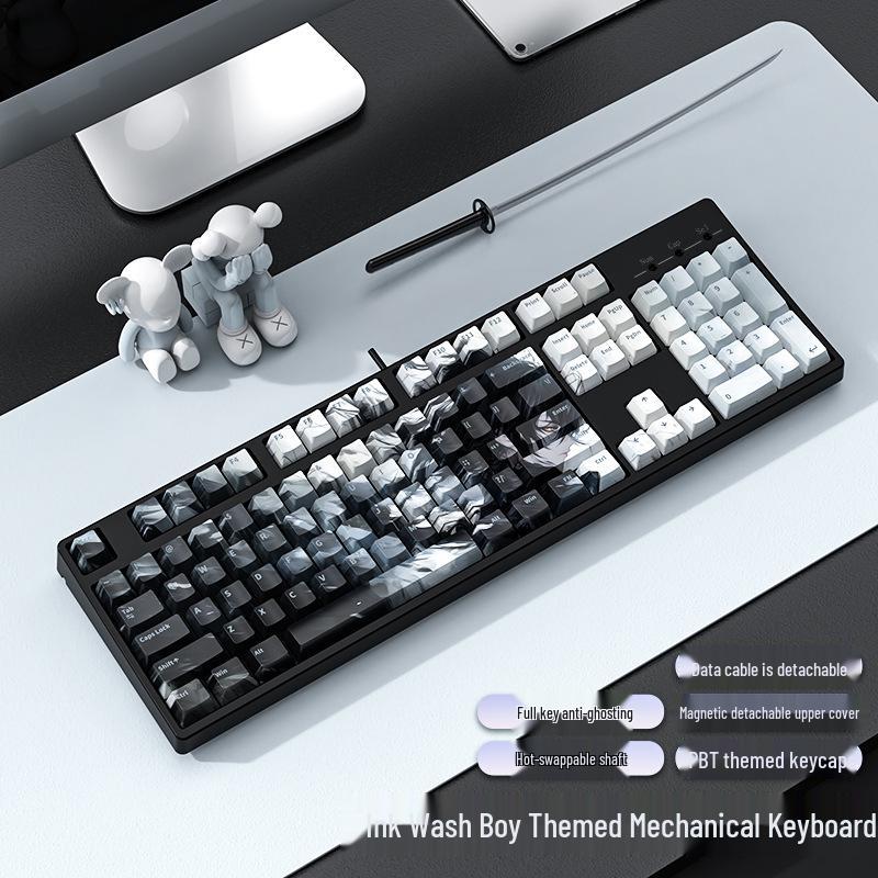 104-Key Wired Mechanical Gaming Keyboard - Blue/Black Switch, Silent, Stylish for Office & Esports