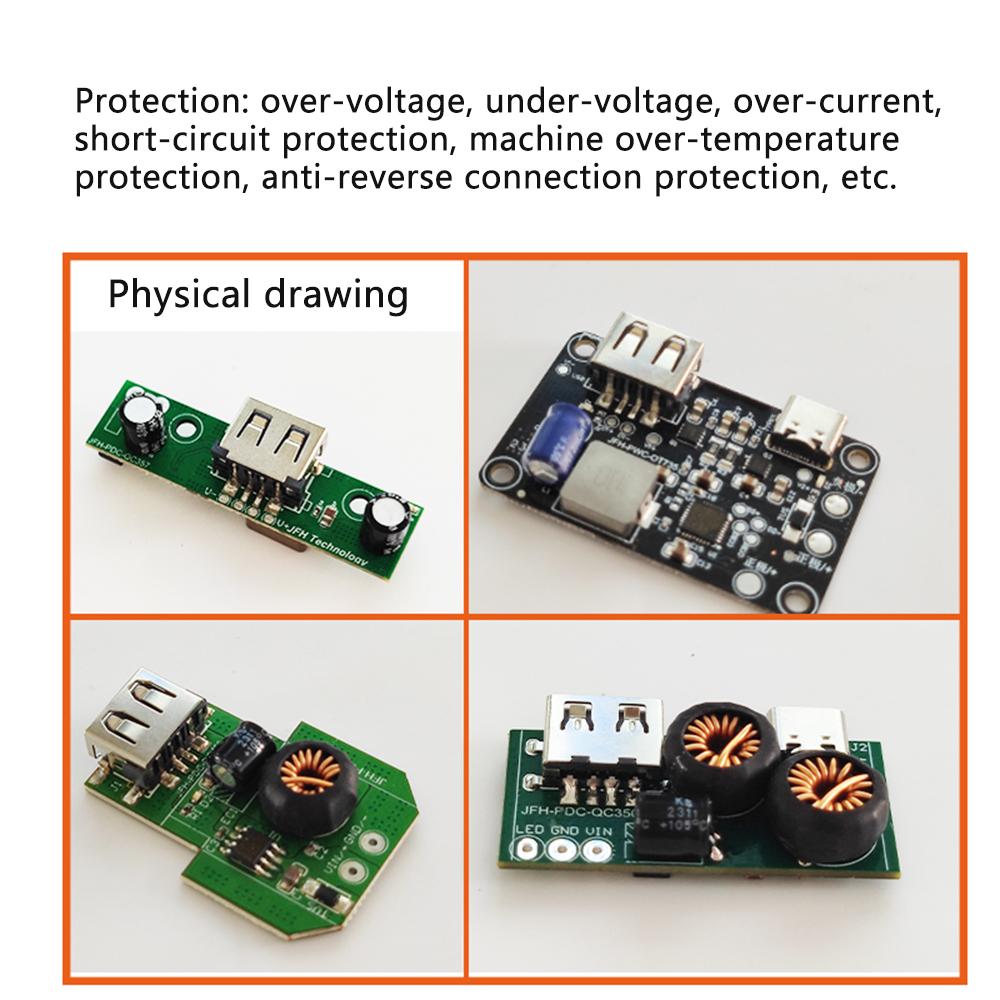 QC3.0 QC2.0 USB +Type-C Dual USB PD/QC Fast Charge Buck Board 9V-18V Mobile Power Bank 18650 Charging Module