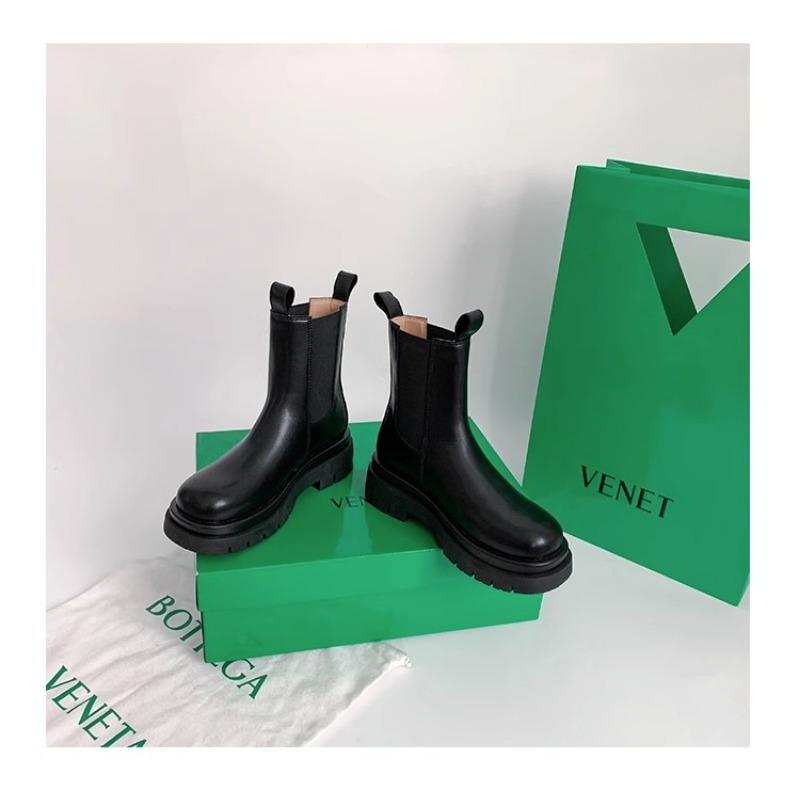 Boty Pro Ženy Chelsea Obuv Platforma Polovysoké Dámské Kozačky Středně Vysoké Lýtko Elastické Bikerské Vodotěsné 2024 Nová Stylová Nabídka