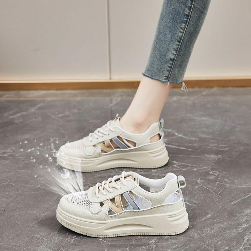 

Summer women s shoes 2025 new hollow thin breathable board shoes versatile soft sole comfortable trend casual white shoes 40