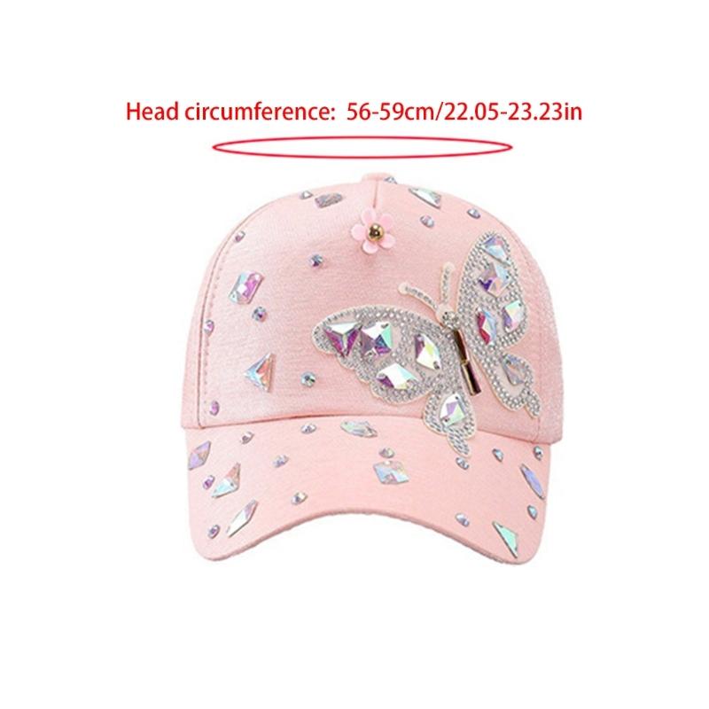Stylish Rhinestones Baseball Hat for Women with Blingbling Butterfly Design and Sun Protective Duckbill for Everyday Wear