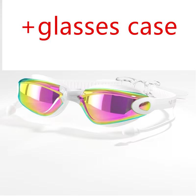 Professionelle Anti-Beschlag-Schwimmbrille für Erwachsene mit Ohrstöpseln Herren Damen Schwimmen Auslaufsicher Verstellbar UV-Schutz Brille