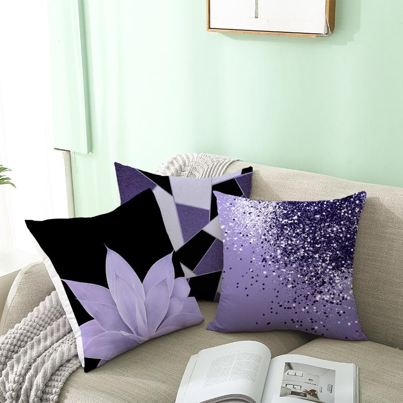 New Violet Geometric Cushion Cover Hot Lavender Marble Texture Leaf Print Pillows Cover Modern Nordic Decorative Pillowcase