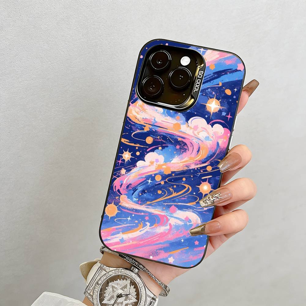 colorful Phone Case For iPhone 17,16,15,14,13,12,11 Plus,Pro Max,XS,Colorful Silver Black Cover