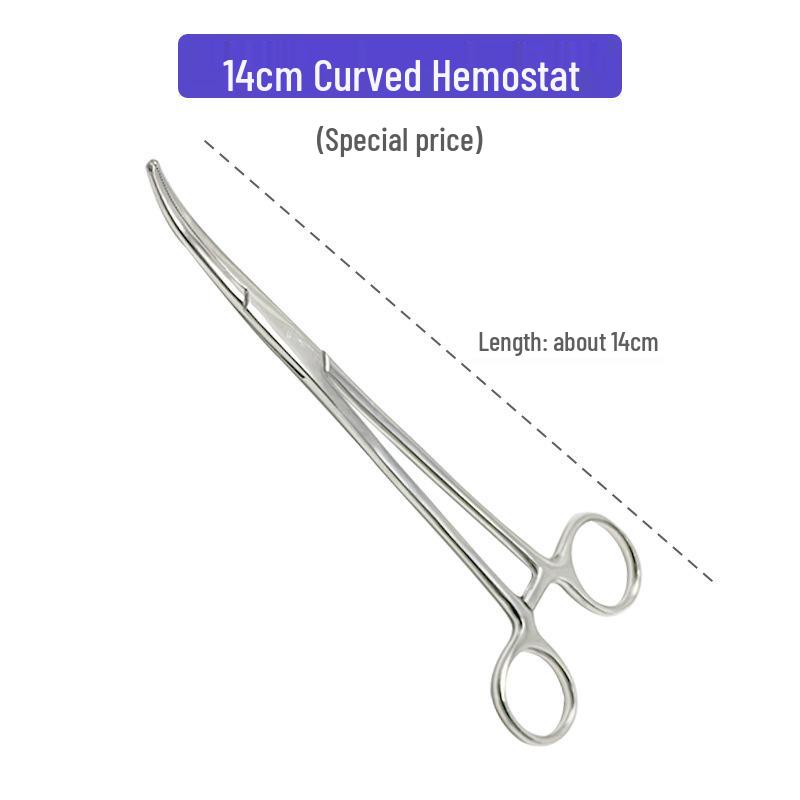 Stainless Steel Hemostatic Forceps - Pet Pliers, Needle Holder, Cupping Clip, Surgical Vascular Tool (Straight & Curved Tips)