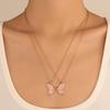 Split Butterfly Pendant Necklace Set Pink Enamel Matching Butterfly Necklaces for Best Friends