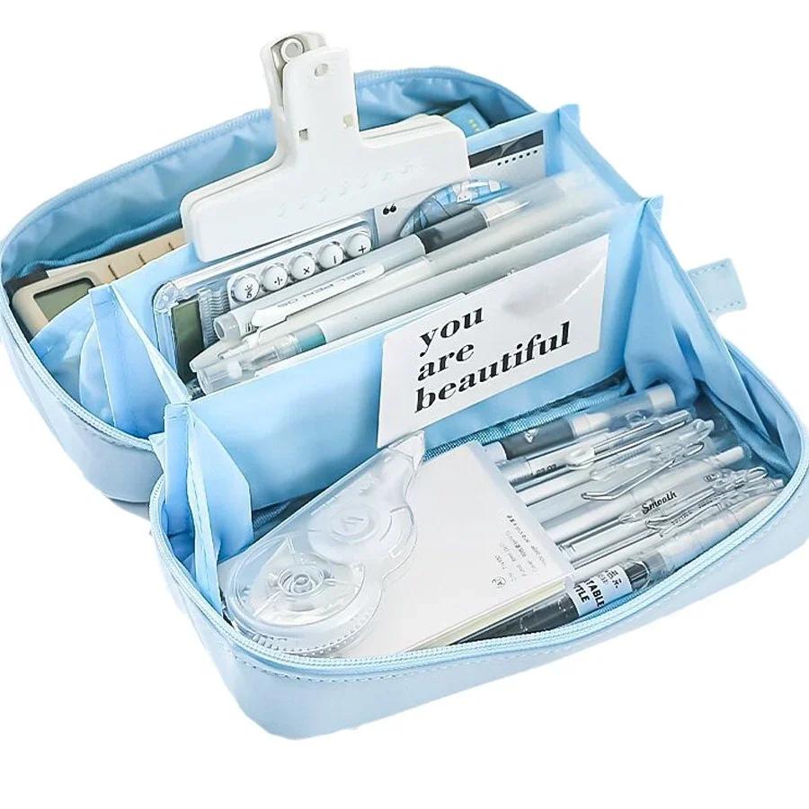 Cute Multi Layer Pencil Case Pouch, Large Capacity Pen Case Bag,Durable Stationery Storage Bag For Students, School&Office