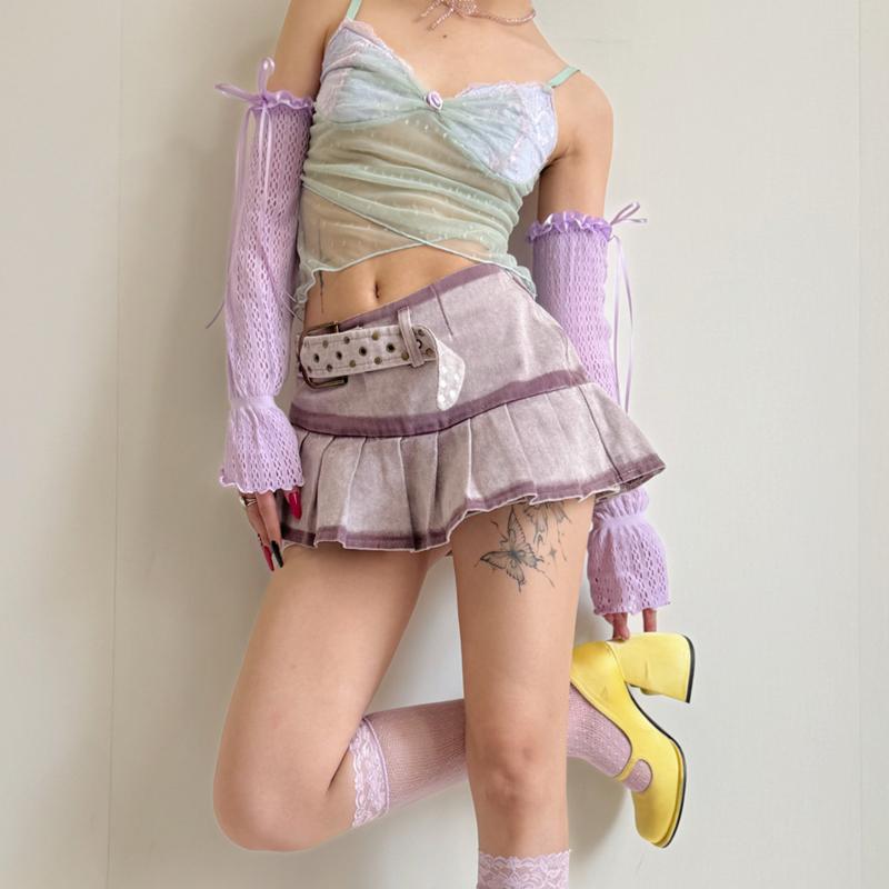 Summer Sunscreen Lace Ribbon Hollow Lolita Arm Sleeves Breathable Thin Leg Socks Teen Girl Fingerless Gloves